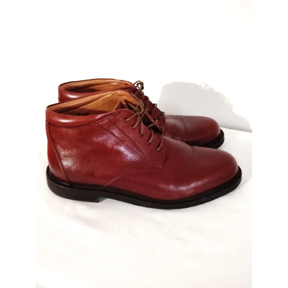 Johnston & Murphy Leather Lace‑Up Chuka Boots Brown Casual Dress Western Men 10